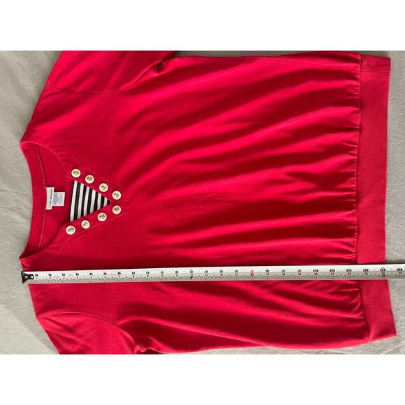 Vintage VICKI LANE short sleeve Red White and Blue nautical top SZ L - Picture 6 of 7